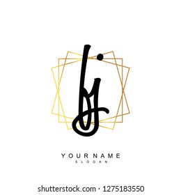 Initial FJ handwriting logo vector