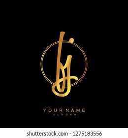 Initial FJ handwriting logo vector