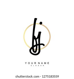 Initial FJ handwriting logo vector