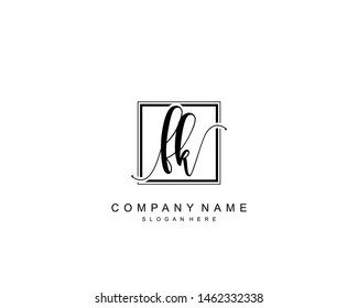 Initial FK beauty monogram and elegant logo design, handwriting logo of initial signature, wedding, fashion, floral and botanical with creative template.