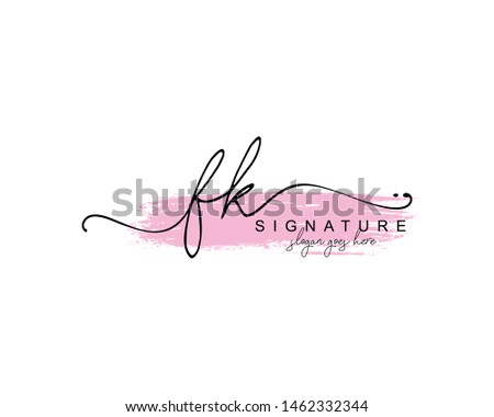 Initial FK beauty monogram and elegant logo design, handwriting logo of initial signature, wedding, fashion, floral and botanical with creative template.
