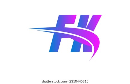 Initial FK letter Logo With Swoosh Design Graphic Vector Template for Business and Company Identity.