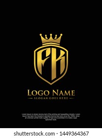 initial FK letter with shield style logo template vector