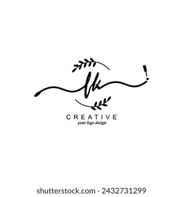 Initial FK logo handwriting botanical branding typography