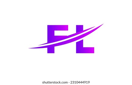 Logotipo inicial de la letra FL con plantilla de vectores gráficos de diseño Swoosh para identidad de empresa y empresa.