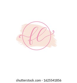 Initial FL logo watercolour with pink colour