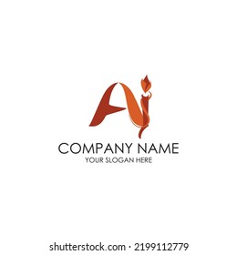 initial flame logo design premium  concept