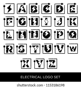 initial flash electrical / vintage logo vector illustration  