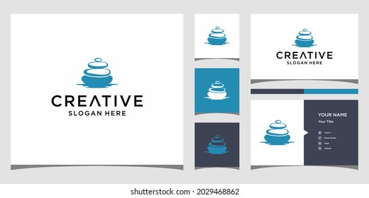 Initial flat logo design with business card template