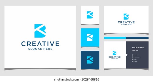 Initial flat logo design with business card template