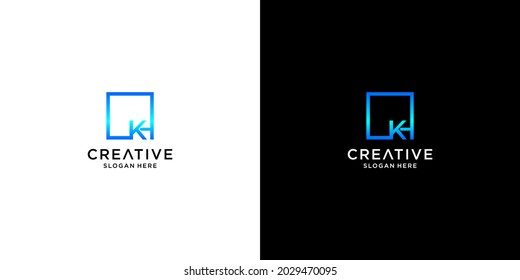 Initial flat logo design with business card template