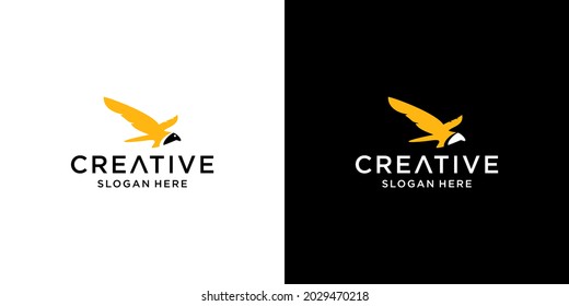 Initial flat logo design with business card template