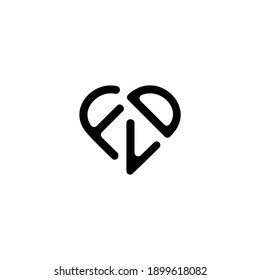 Initial FLD Letter Love round Logo Design Monogram Icon Vector Template