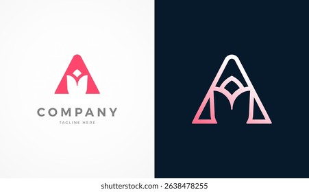 Initial A Flower Logo, Abstract Letter A with Flower icon combination in two style and color variation, usable for brand and company logos, vector illustration