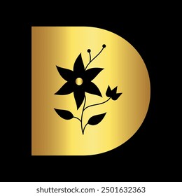
Initial flower Logo combine with letter D vector template