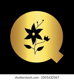
Initial flower Logo combine with letter Q vector template