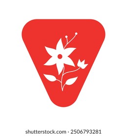 Initial flower Logo combine with letter V vector template