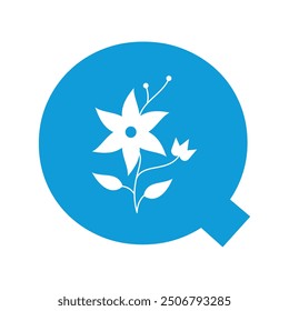 Flor inicial Logotipo combinado con la letra Q Vector Plantilla
