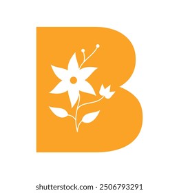 Initial flower Logo combine with letter B vector template