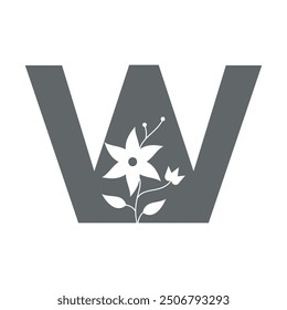 Initial flower Logo combine with letter W vector template