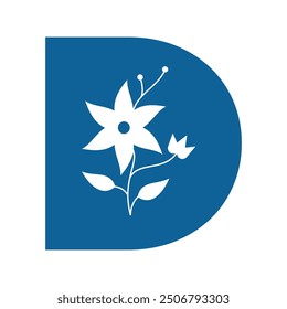 Initial flower Logo combine with letter D vector template