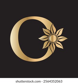 Initial Flower Logo combine with letter O vector template