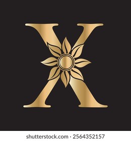 Initial Flower Logo combine with letter X vector template