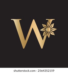 Initial Flower Logo combine with letter W vector template