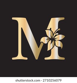 Initial Flower Logo combine with letter M vector template