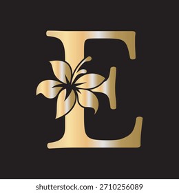 Initial Flower Logo combine with letter E vector template