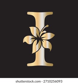 Initial Flower Logo combine with letter I vector template