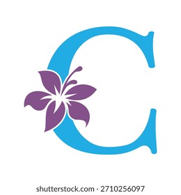 Logo de la flor inicial combinado con la letra C Plantilla de Vector