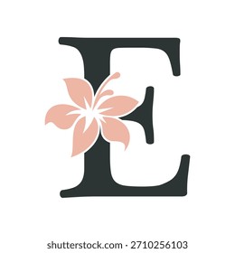 Initial Flower Logo combine with letter E vector template