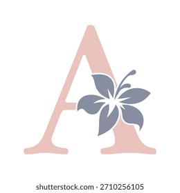 Initial Flower Logo kombinieren mit Buchstabe A Vektorvorlage
