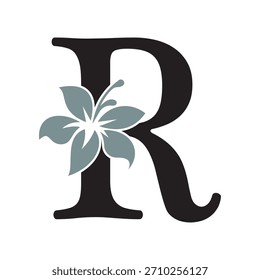 Logo de la flor inicial combinado con la letra R Plantilla de Vector
