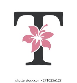 Initial Flower Logo kombinieren mit Buchstabe T Vektor Vorlage