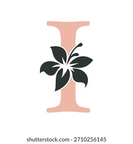 Initial Flower Logo combine with letter I vector template