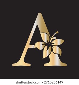 Initial Flower Logo kombinieren mit Buchstabe A Vektorvorlage