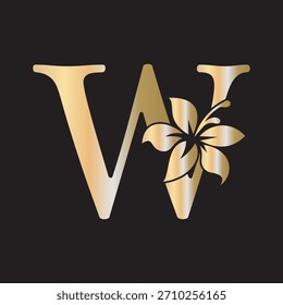 Initial Flower Logo kombinieren mit Buchstabe W Vektorvorlage