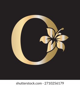 Logotipo de flor inicial combinado com modelo de vetor da letra O