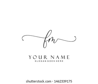 Initial FM beauty monogram and elegant logo design, handwriting logo of initial signature, wedding, fashion, floral and botanical with creative template.