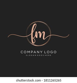 Monograma de belleza FM inicial y diseño elegante de logotipo, logotipo de escritura a mano de firma inicial, boda, moda, floral y botánica con plantilla creativa.