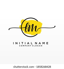 Initial FM beauty monogram and elegant logo design, handwriting logo of initial signature, wedding, fashion, floral and botanical with creative template.