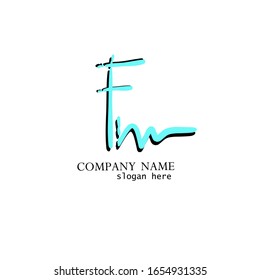 Vector de plantilla de logotipo de escritura a mano Fm inicial