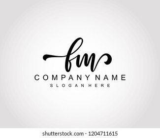 Initial FM handwriting logo vector