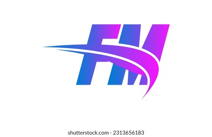 Initial FM letter Logo With Swoosh Design Graphic Vector Template for Business and Company Identity.
