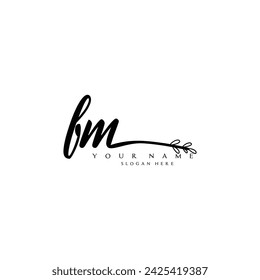 Initial FM logo handwriting floral typography ornament