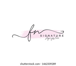 Initial FN beauty monogram and elegant logo design, handwriting logo of initial signature, wedding, fashion, floral and botanical with creative template.