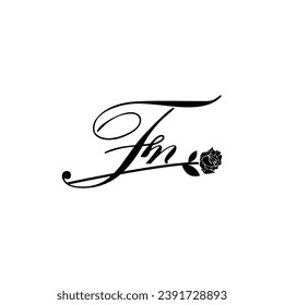 Initial FN handwriting flower typography ornament modern