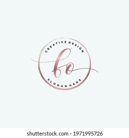 Initial FO beauty monogram and elegant logo design, handwriting logo of initial signature, wedding, fashion, floral and botanical with creative template.